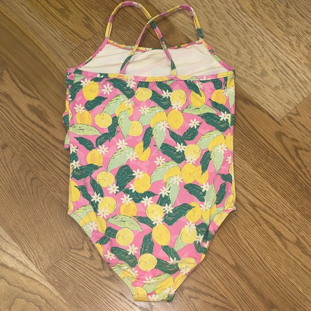 Garnet Hill Lemon Print Kids One Piece Swimsuit
